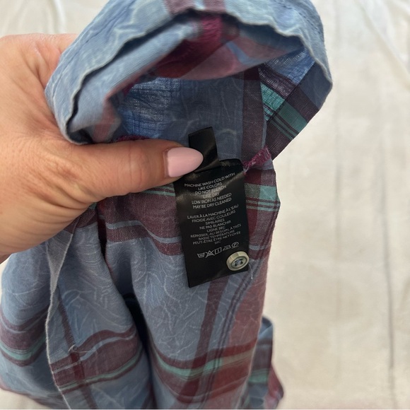 By Anthropologie Amarette Plaid Ruffled Sleeve Cotton Top Size Medium 51316 - Picture 9 of 12